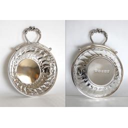 Z DISCONTINUED Sterling Silver Wine Tasting Dishes with hand chased patterns.