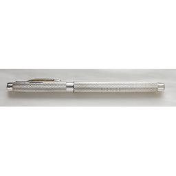 The William Manton Sterling Silver Roller Ball Pen with Barley Engine Turned Pattern or Plain