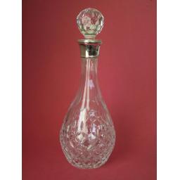 Cut Wine Decanter with Silver Collar