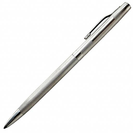 The William Manton Sterling Silver twist action biro, plain or engine turned finish.